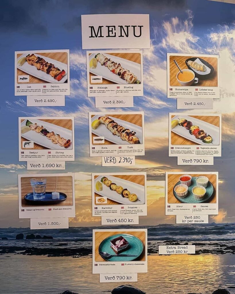 menu con balena in Islanda