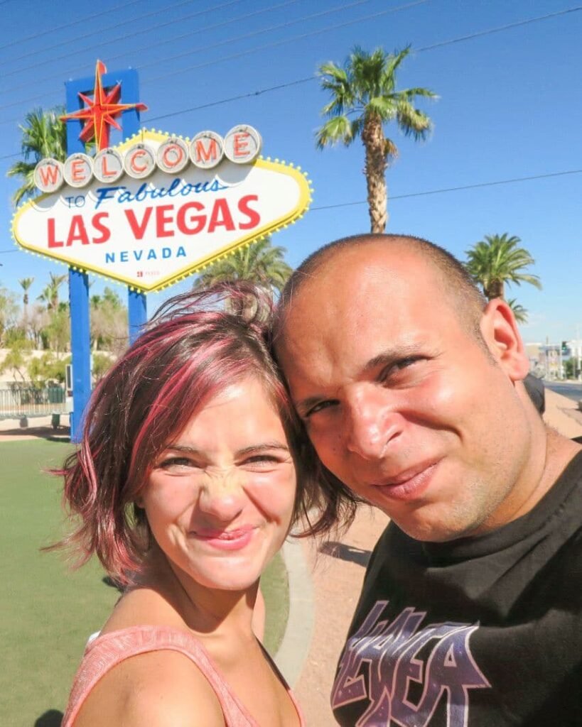 foto davanti alla Las Vegas Sign, Nevada, Stati Uniti