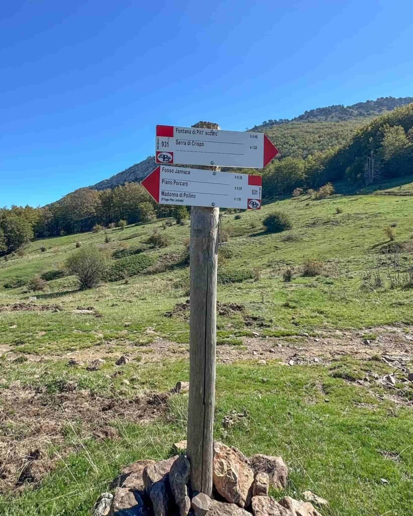 trekking Serra di Crispo, i sentieri