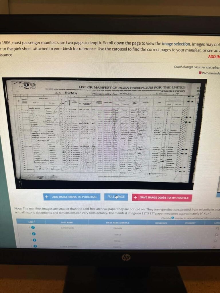 documenti a Ellis Island, New York